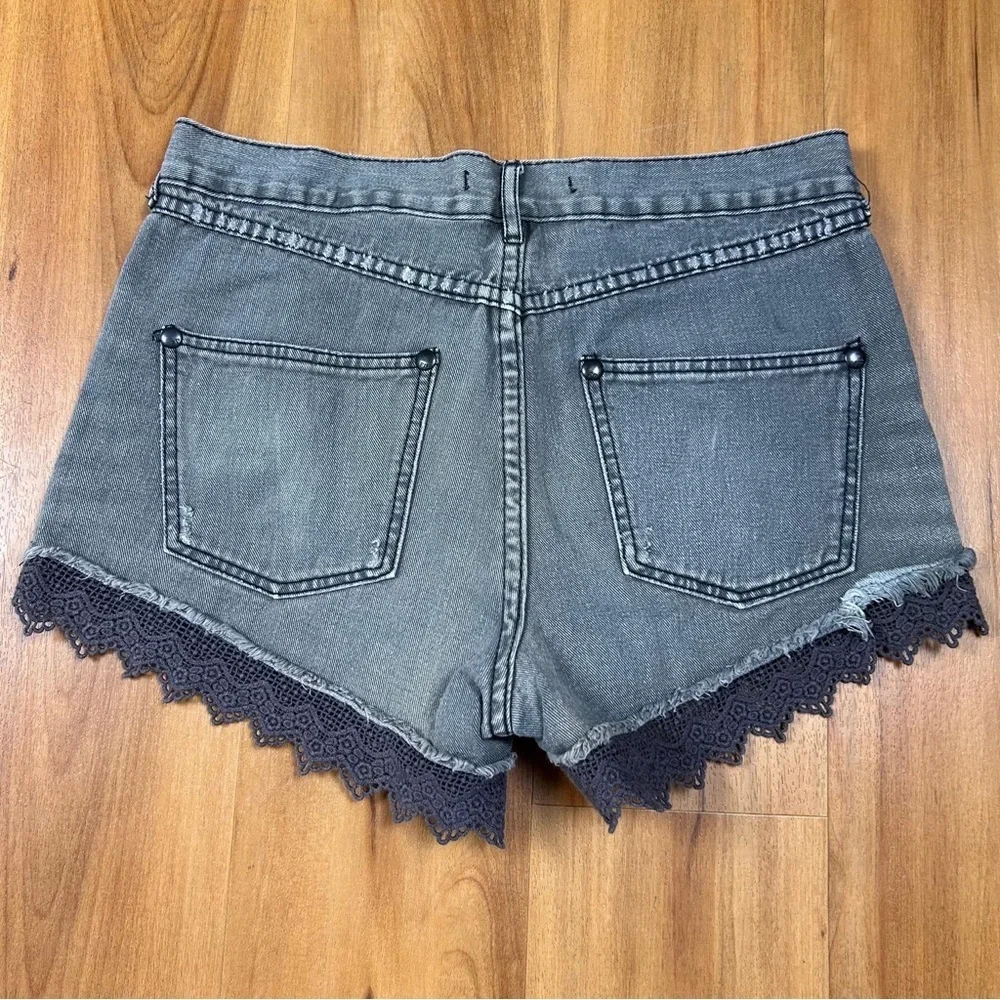 Free‎ People Gray Jean Shorts Distressed High-Waisted